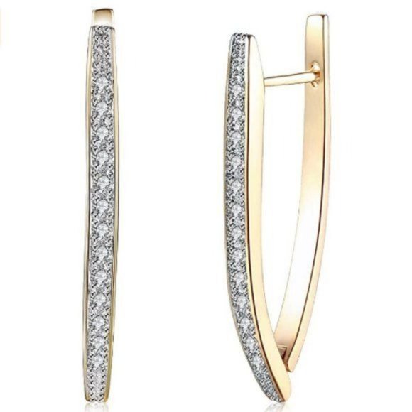 Jewelry - 18K Gold Plated Drop Hoop Earrings